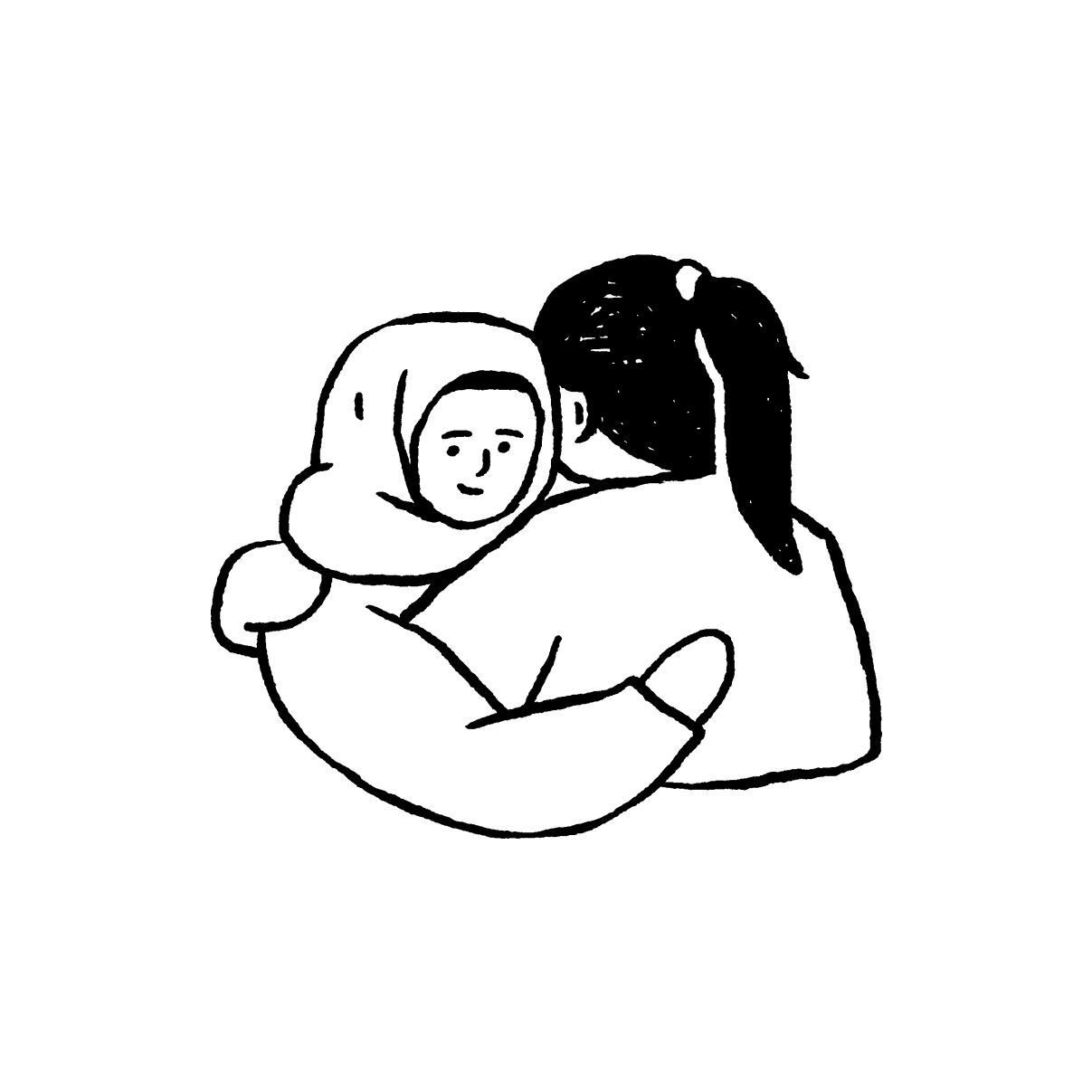 icon duas pessoas a abraçar-se que representa o acolhimento e a integração comunitária amal